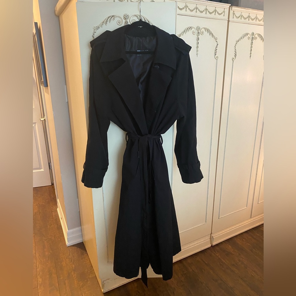 ASOS Black Trench Coat 100% Cotton Shell